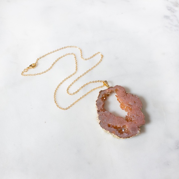 Champagne Crystal Slice Necklace - Picture 2 of 2